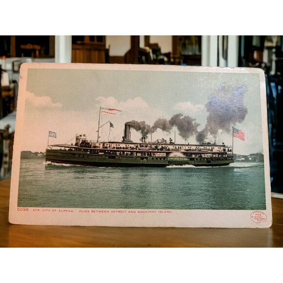 Vintage 1911 City of Alpena Between Detroit and Mackinac Postcard - Picture 1 of 5